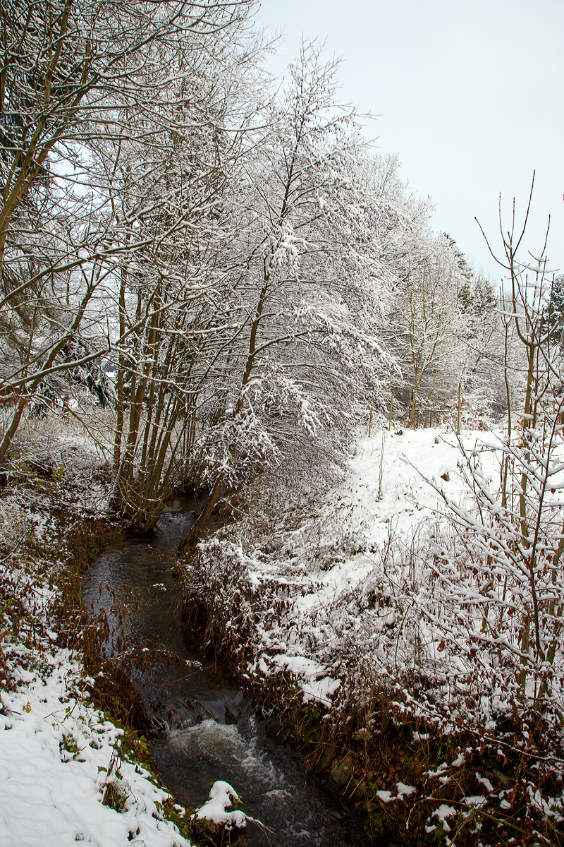 
Es ist Winter im Hellertal - Die Heller in Burbach-Würgendorf (nahe dem Bahnhof) am 02.12.2017.