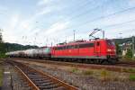   Die 151 046-0 (91 80 6151 046-0 D-DB) der DB Schenker Rail Deutschland AG fährt am 12.09.2015 mit einem Kesselwagenzug, mit Ethylendichlorid (gehört zu den Chlorkohlenwasserstoffen), durch