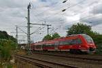 Nachschu  - 442 259 und 442 257 (Zwei gekuppelte 4-teilige Talent 2) als RE 9 (rsx - Rhein-Sieg-Express) Aachen - Kln - Siegen, hier am 27.07.2012 kurz vor dem Erreichen des  Zielbahnhofes Siegen