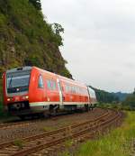 Der  RegioSwinger  ein Dieseltriebzug mit Neigetechnik 612 143 / 612 643 (95 80 0612 143-7 D-DB / 95 80 0612 643-6 D-DB) der DB Regio fährt am 26.05.2014 als RE 25  Lahntalexpress  Gießen