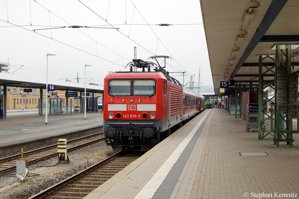 143 834-0 mit der (RB 14613) von Hildesheim Hbf nach Braunschweig Hbf in Hildesheim. 27.09.2011