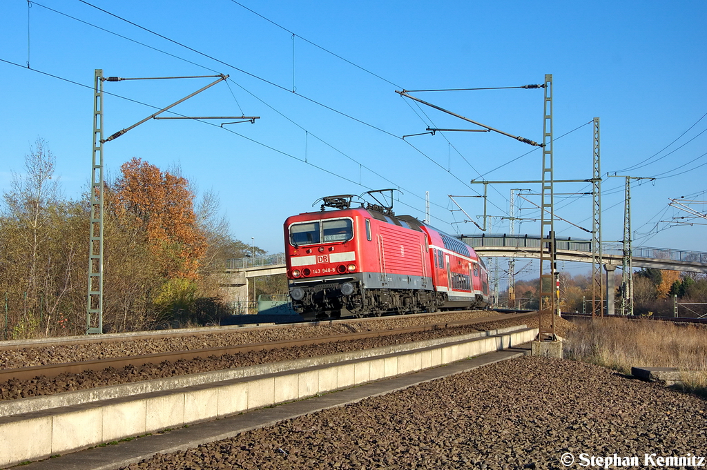 143 948-8 mit der RB30 (RB 17820) von Sch�nebeck-Bad Salzelmen nach Wittenberge in Stendal(Wahrburg). 13.11.2012