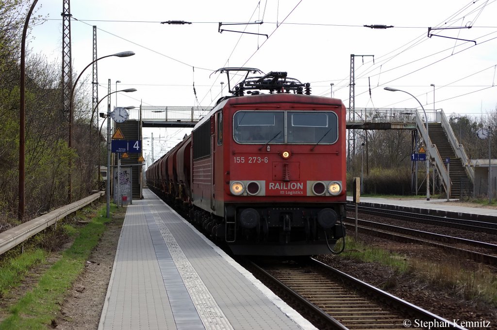 155 273-6 mit Tanoos Ganzzug in Priort in Richtung Hennigsdorf unterwegs. 05.04.2011