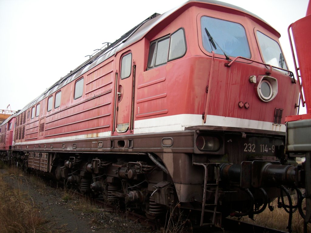 232 114-9 ex.Bh Rostock Seehafen am 24.Januar 2009 in Mukran West.