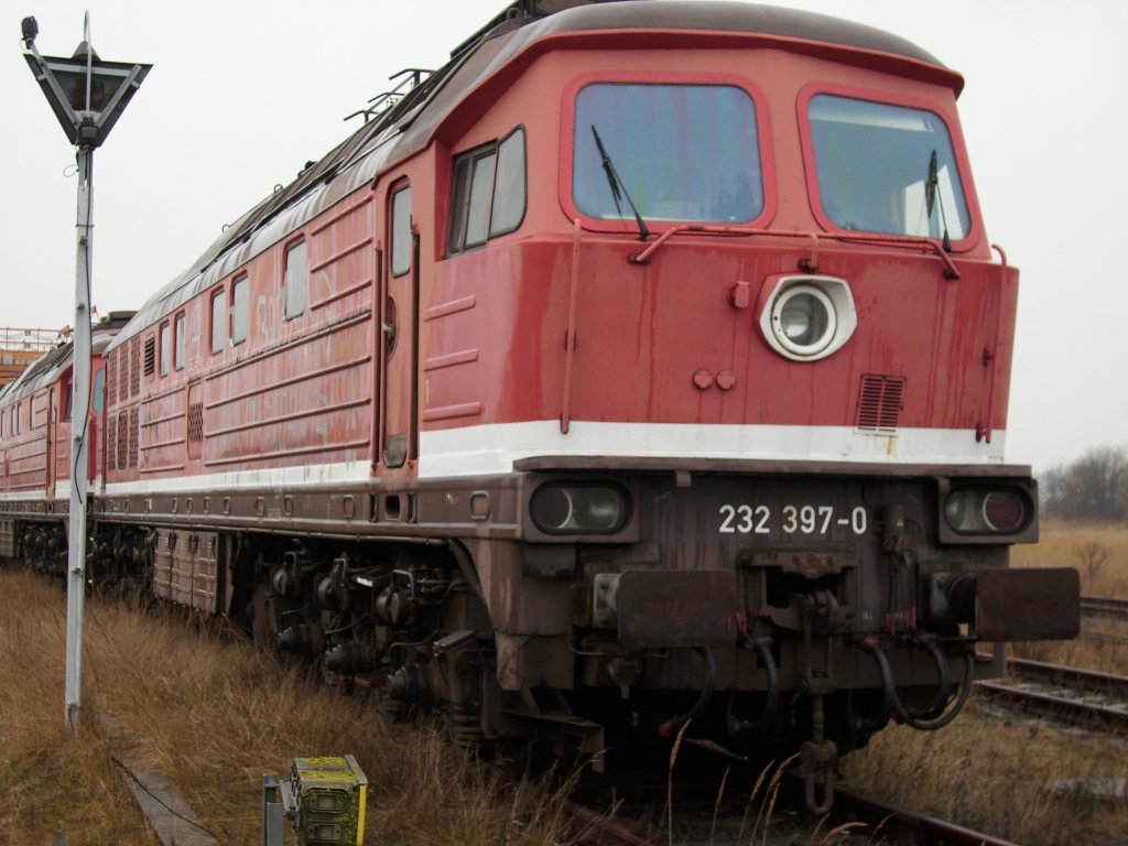 232 397-0 ex.Bh Rostock Seehafen am 24.Januar 2009 in Mukran West.