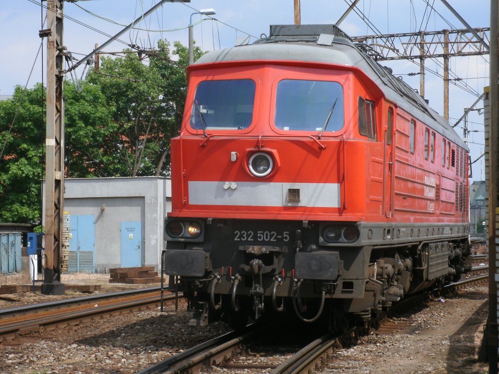 232 502 wartete am 14.Mai 2011 an der Osteinfahrt von Szczecin Glowny.