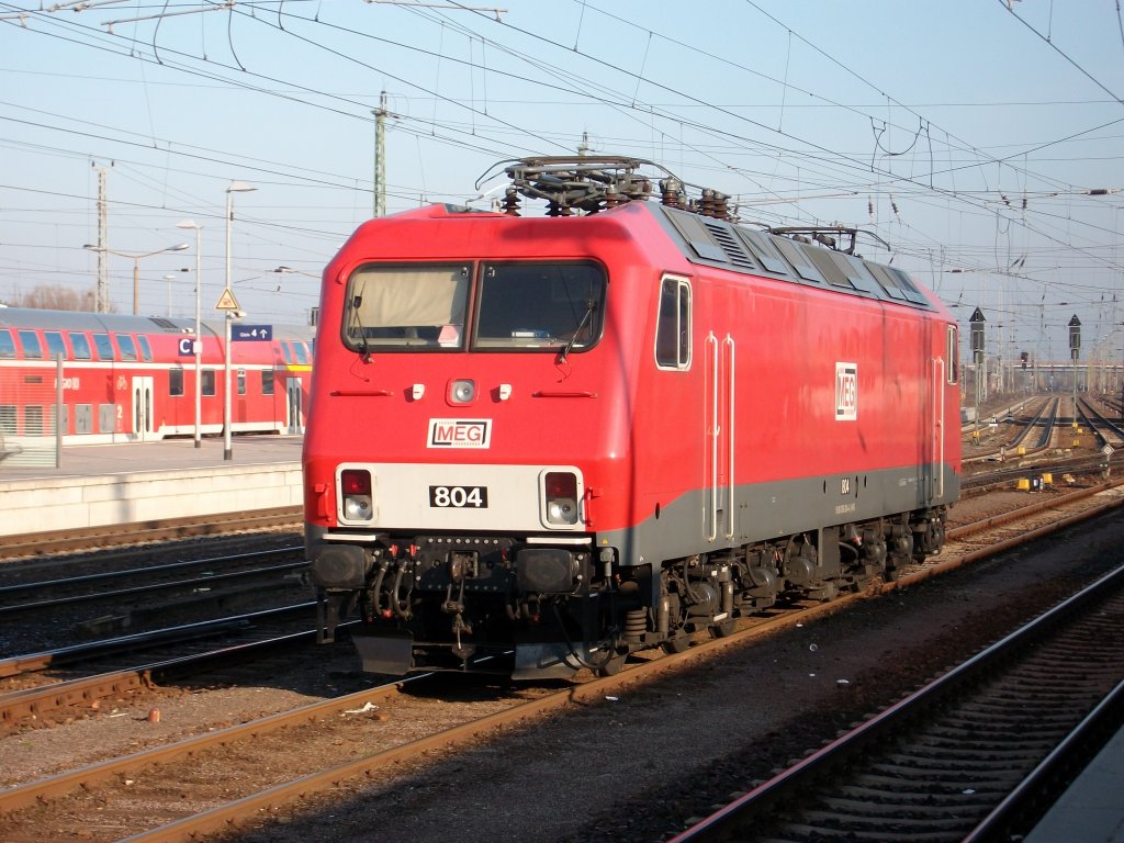 Am fr�hen Morgen in Angerm�nde stand die MEG-804 am 03.April 2010.