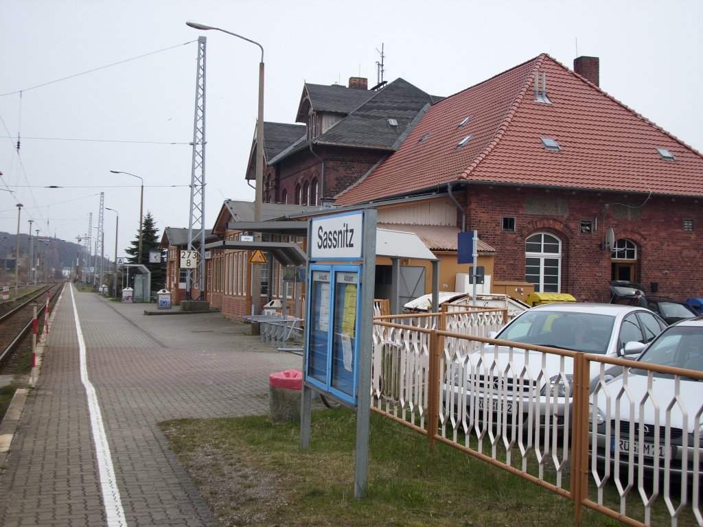 Bahnhofsgebude von Sassnitz am 11.April 2008.