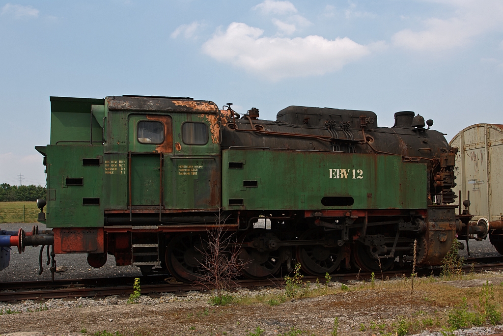 Ex Lok EBV 12 (Eschweiler Bergwerksverein, Grube Anna, Alsdorf  ANNA Nr.12  ) am 05.06.2011 im LWL-Industriemuseum Henrichsh�tte in Hattingen. Die Lok eine Krupp Bergbau, Bauart Dh2t, wurde 1961 unter der Fabrik-Nr. 4248, f�r Steinkohlenbergwerk Westfalen, Ahlen i.W.  10  gebaut.