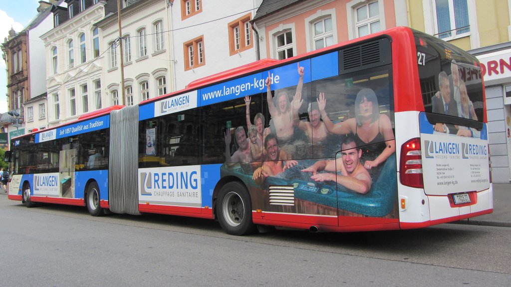 Gelenksbus Mercedes Citaro der SWT in Trier am 4.8.2012.