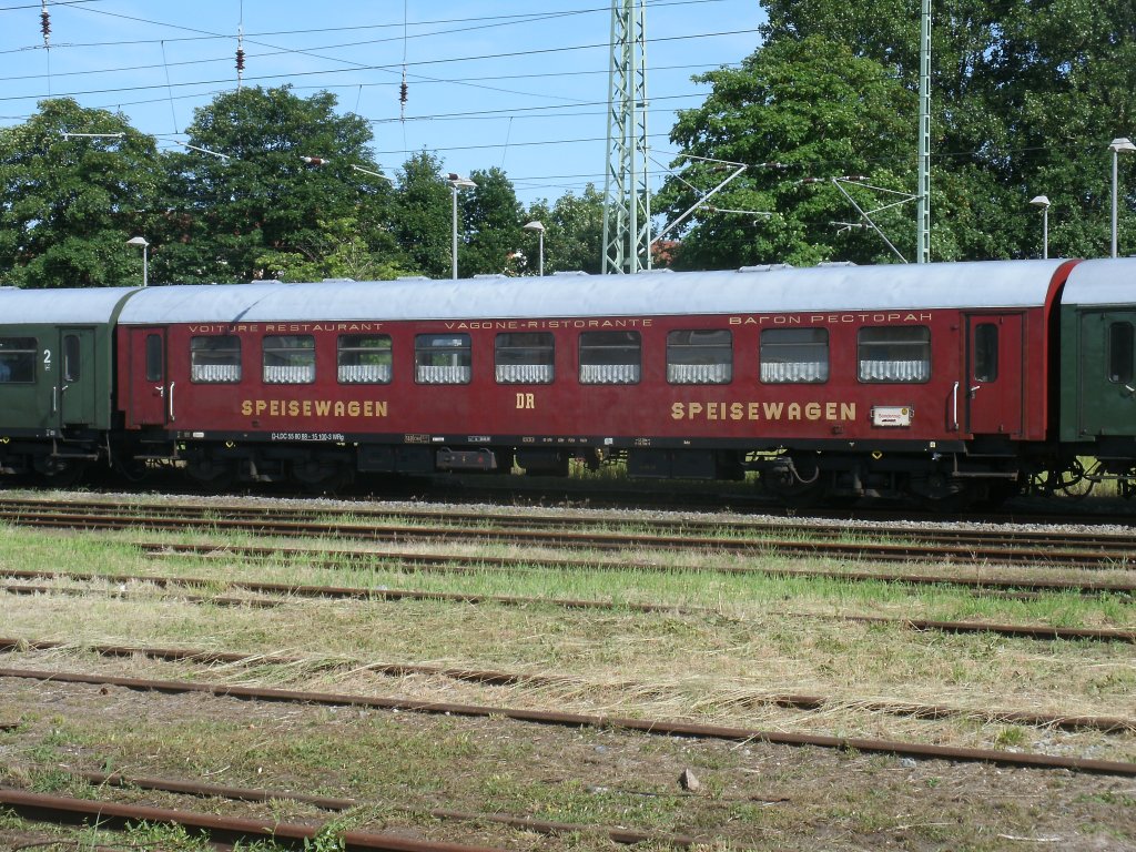 MITROPA Speisewagen WRg 55 80 88-15 100-3 im Sonderzug Bergen/Rgen-Cottbus am 06.Juli 2013.