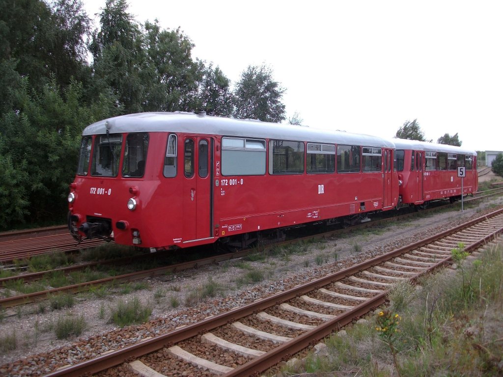 Neustrelitzer 172 001/601 kam von Stralsund auf Sonderfahrt nach Putbus am 09.September 2010 in Bergen/Rgen.