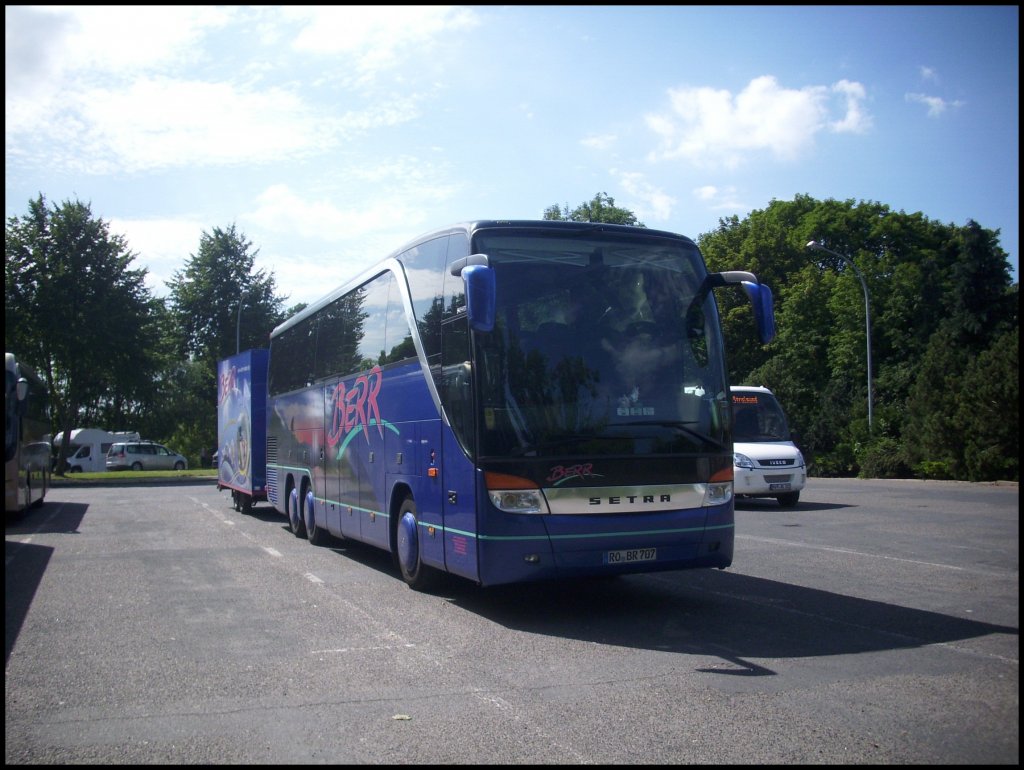Setra 416 HDH von Berr aus Deutschland mit H�nger in Stralsund.