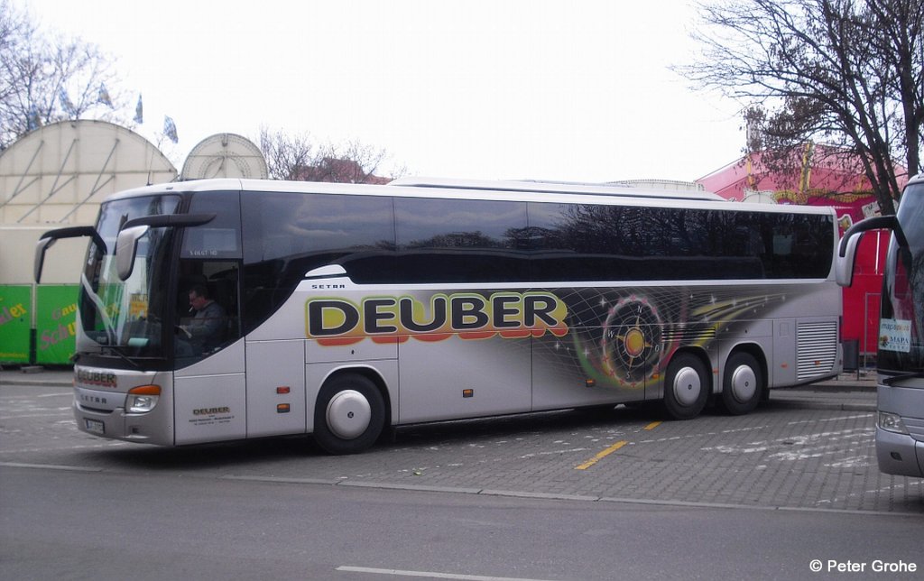 SETRA S416 GT-HD von Deuber Reisen Modschiedel + Apolda, fotografiert in Erfurt am 14.04.2012