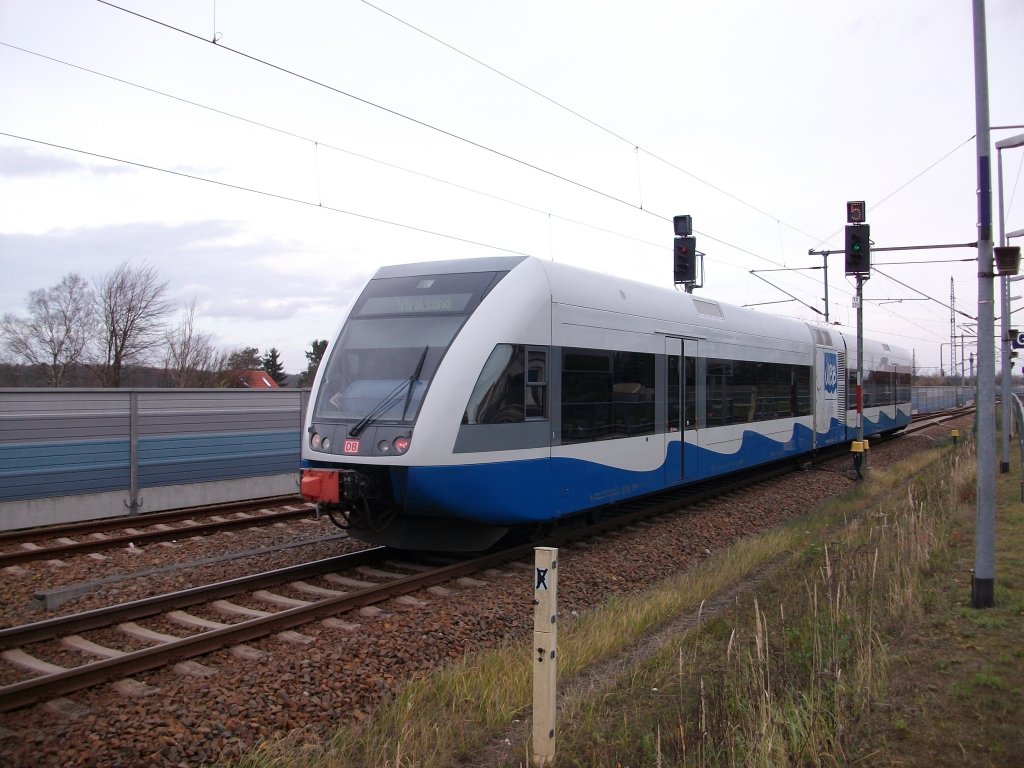 UBB 24017 Barth-Stralsund wurde am 13.November 2010 vom 646 107 gefahren,als Dieser den Bahnhof Velgast verlie�.