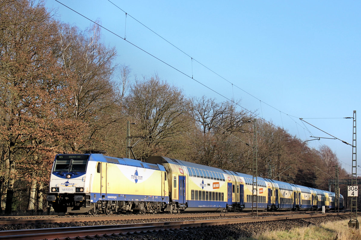 146 533-5 auf den Weg nach Bremen. Tostedt - Dreihausen, 19.12.2020