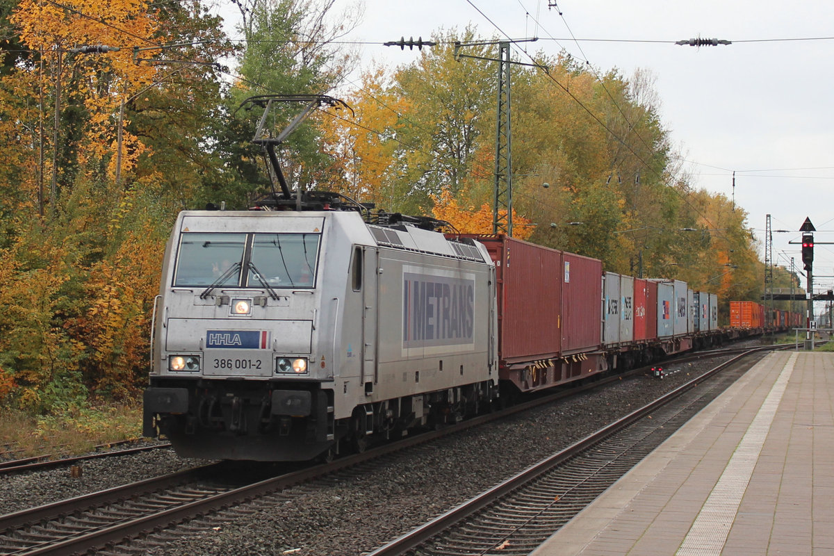 386 001-2 auf den Weg in den Hamburger Hafen. Tostedt, 24.10.2020