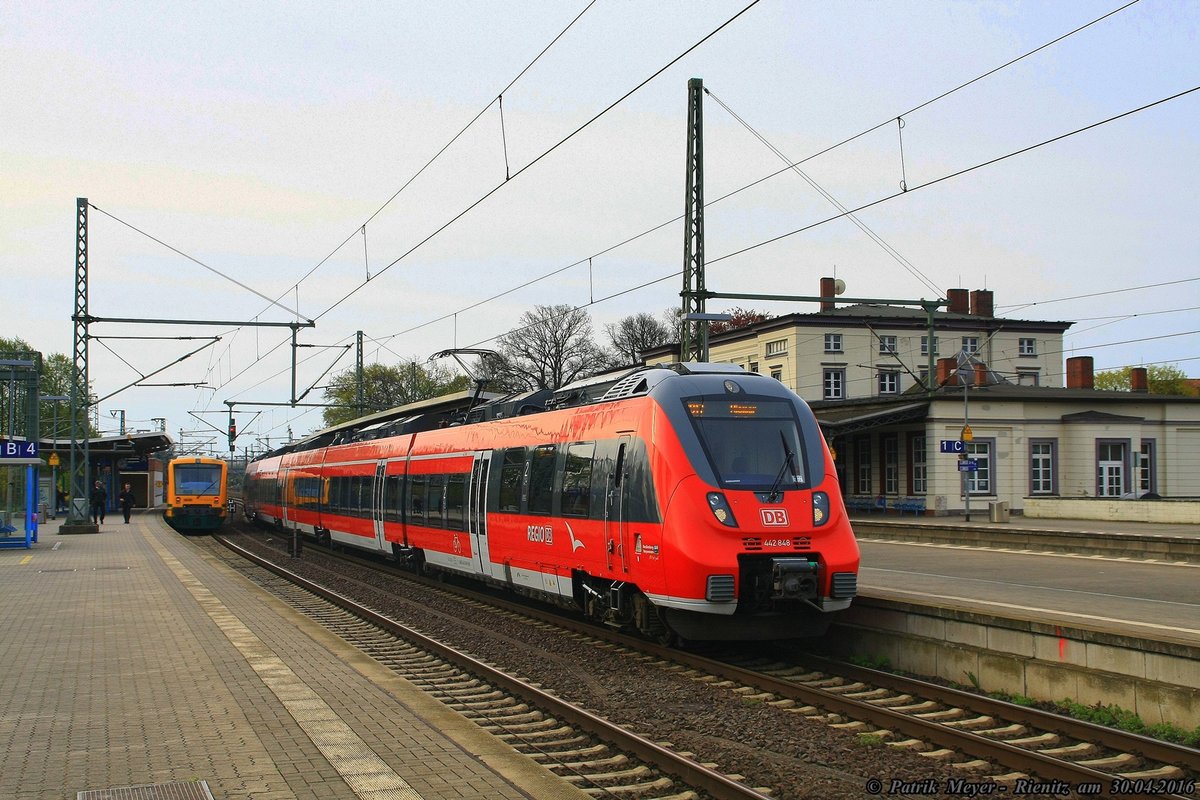 442 848 als RB 17 nach Bad Kleinen am 30.04.2016 in Ludwigslust