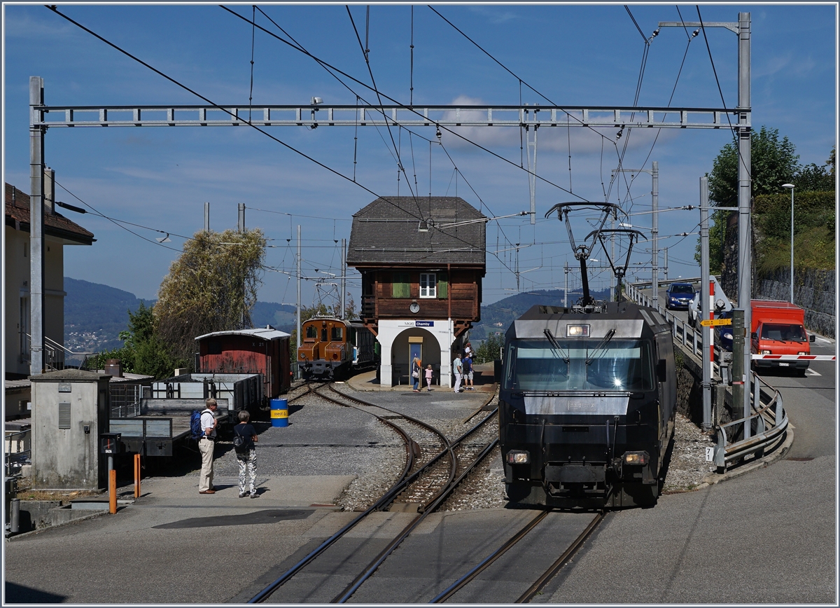 50 Jahre Blonay Chamby - MEGA BERNINA FESTIVAL: Die RhB Ge 2/2 161 Asnin (Eselchen) trifft in Chamby ihre zukünftige Arbeitskollegin, die Ge 4/4 8003 bzw. künftige RhB Ge 4/4 III. 08. Sept 2018