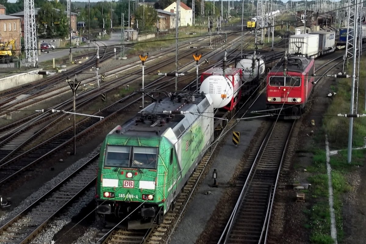 Am 23 September 2014 verlässt 185 389 CO2-Neutral Falkenberg (Elster). 