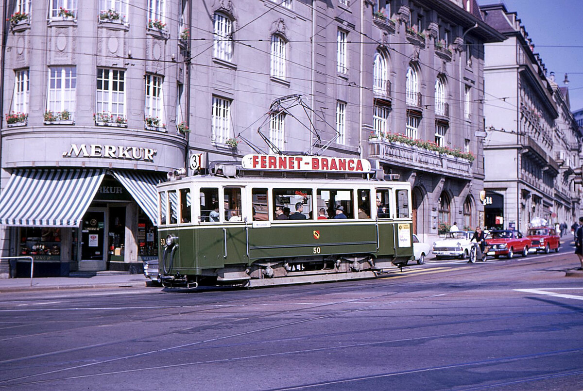 Berner Be 2/2 als Regelkurse am 28.September 1969: Wagen 50 an der Kreuzung Effingerstrasse. 