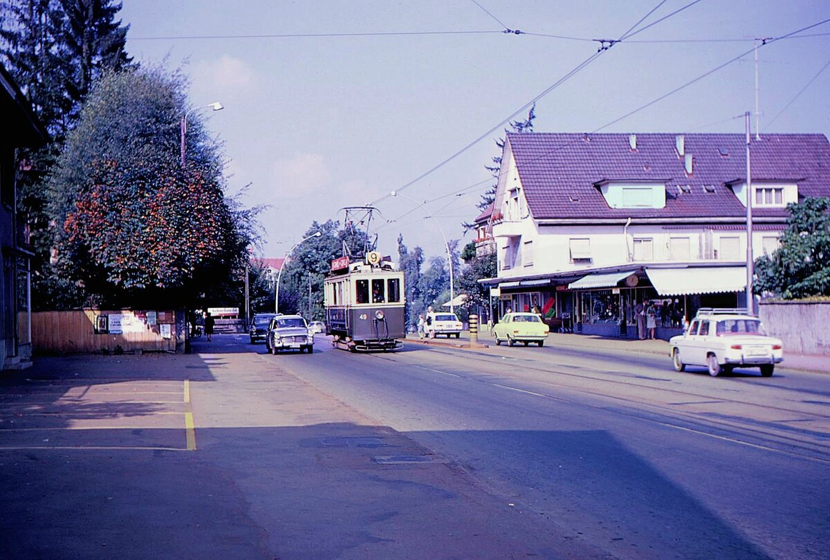 Berner Be 2/2 als Regelkurse am 28.September 1969: Wagen 49 an der Haltestelle Gurtenbahn in Wabern. 