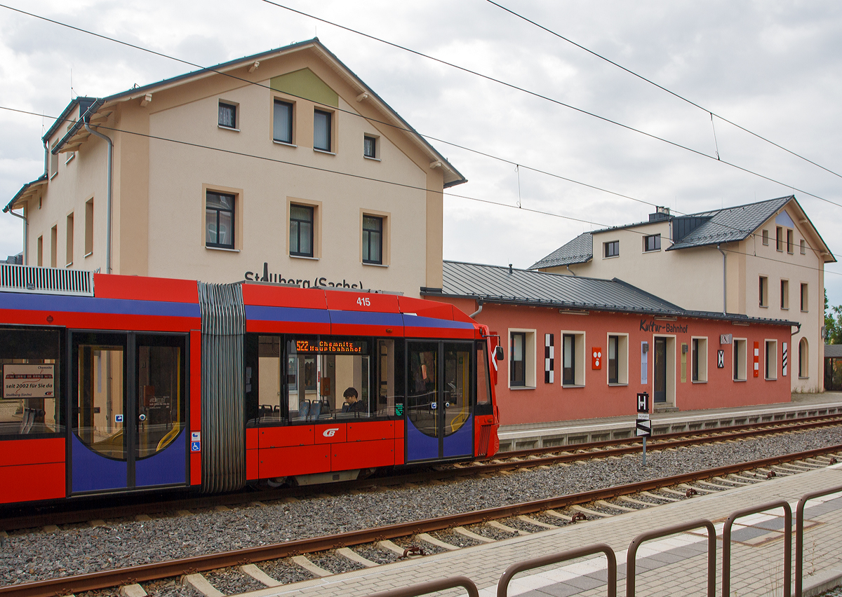 
Der Bahnhof Stollberg/Erzgebirge (Sachsen) am 25.08.2013, von der Gleisseite. 

An der Bahnstrecke Zwönitz–Chemnitz Süd (KBS 522), eine Nebenbahn in Sachsen, die ursprünglich von Zwönitz über Stollberg durch das Würschnitztal nach Chemnitz führte. Heute ist im Rahmen des Chemnitzer Modells nur noch der Abschnitt von Stollberg nach Chemnitz in Betrieb. Dieser Abschnitt ist auch als Würschnitztalbahn bekannt.