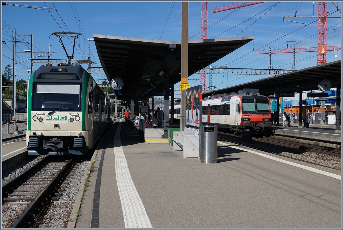 Der BAM / MBC Be 4/4 und im Hintergrund ein SBB Domino in Morges.

8. Juni 2019