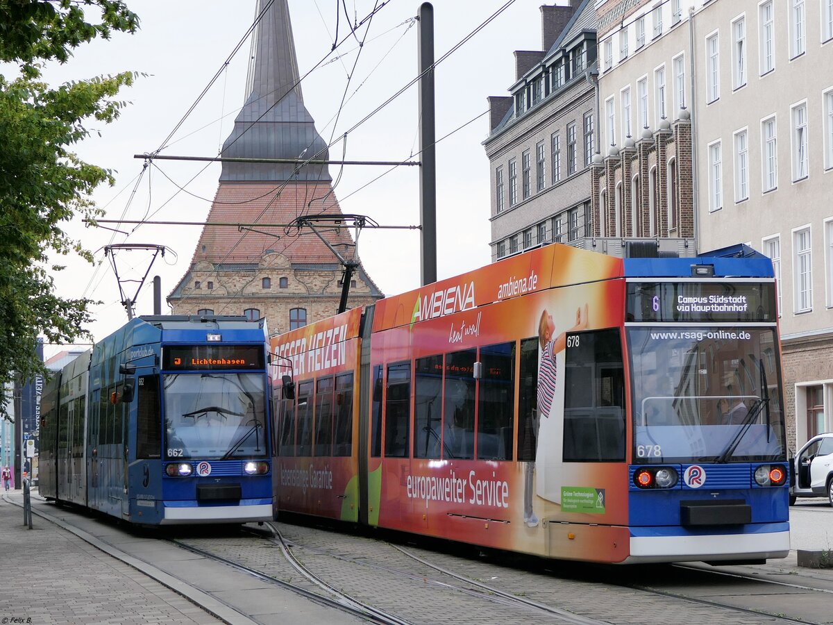 DUEWAG 6N1 NR. 662 und 678 der RSAG in Rostock.
