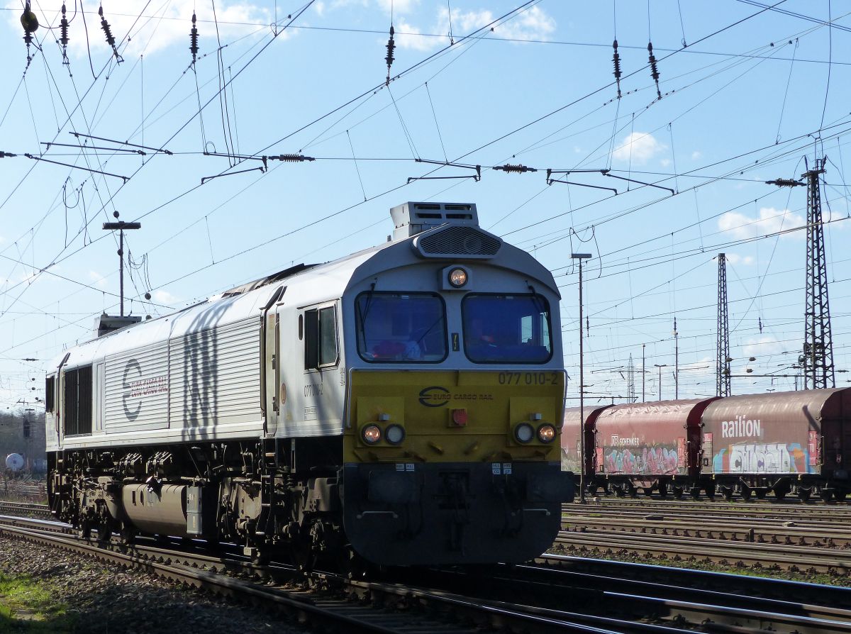 ECR (Euro Cargo Rail) DieselLokomotive 077 010-2 G�terbahnhof Oberhausen West 12-03-2020.

ECR (Euro Cargo Rail) diesellocomotief 077 010-2 goederenstation Oberhausen West 12-03-2020.
