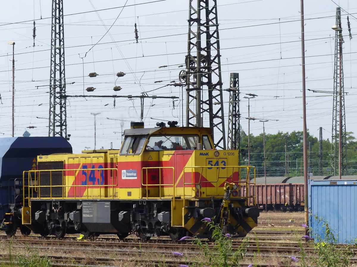 EH (Eisenbahn und H�fen Duisburg) Diesellok 543 MAK G1206 G�terbahnhof Oberhausen West 06-07-2018. 

EH (Eisenbahn und H�fen Duisburg) dieselloc 543 MAK G1206 goederenstation Oberhausen West 06-07-2018.