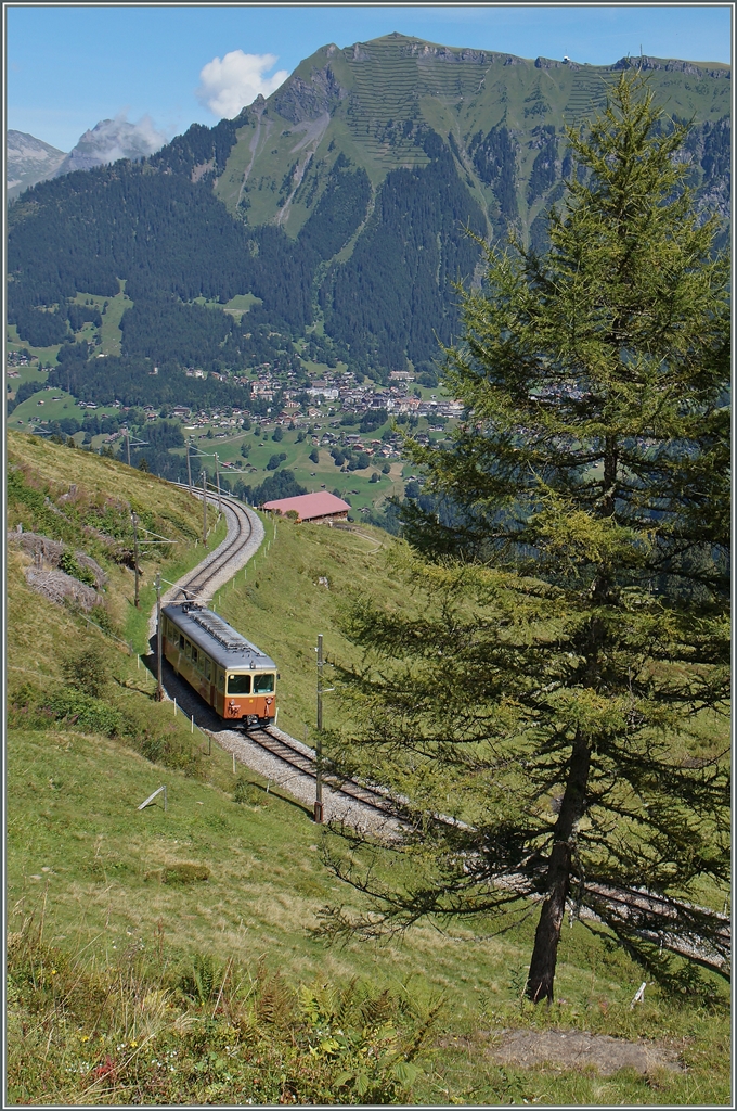 Ein BLM Be 4/4 unterwegs zwischen Grütschalp und Winterberg.
28. Aug. 2014