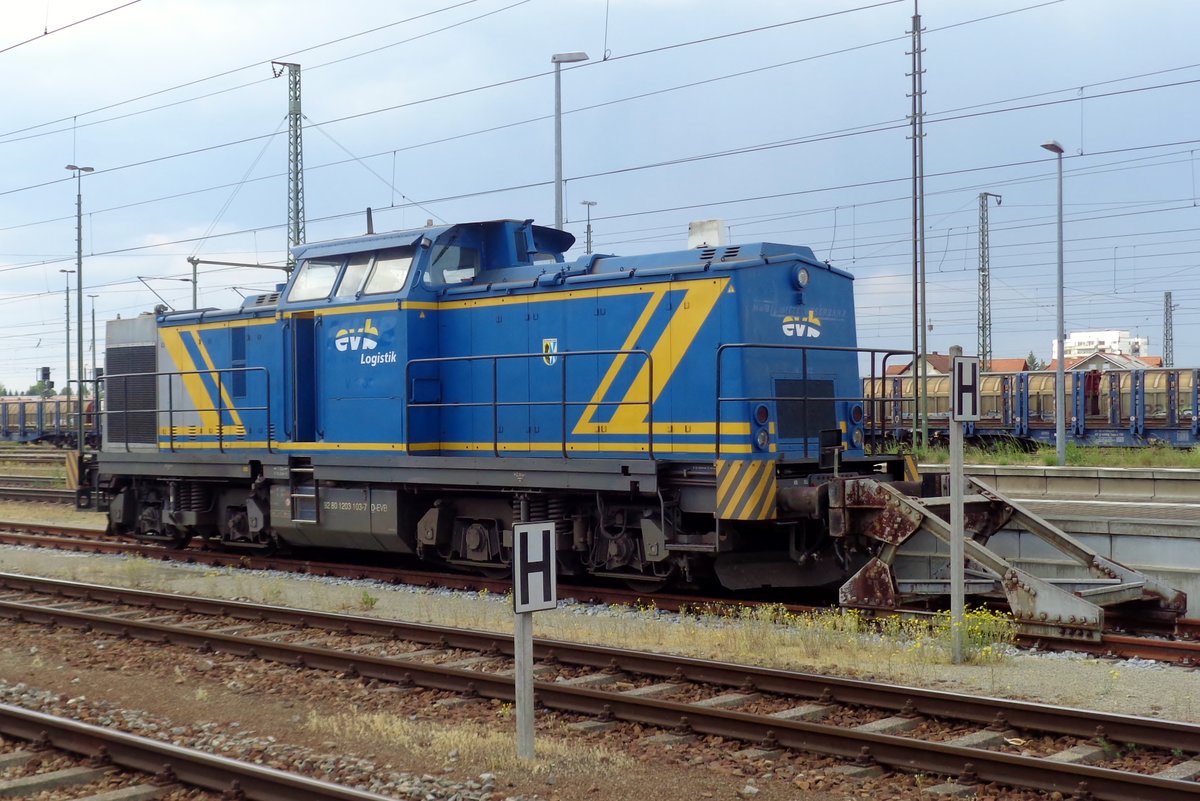 EVB 1203 103 steht abgestellt in PLattling am 9 Mai 2018.