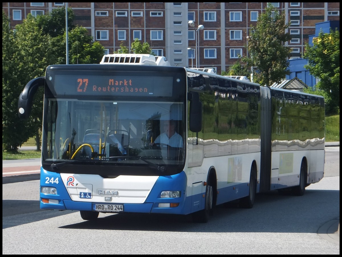 MAN Lion's City der Rostocker Straenbahn AG in Rostock.