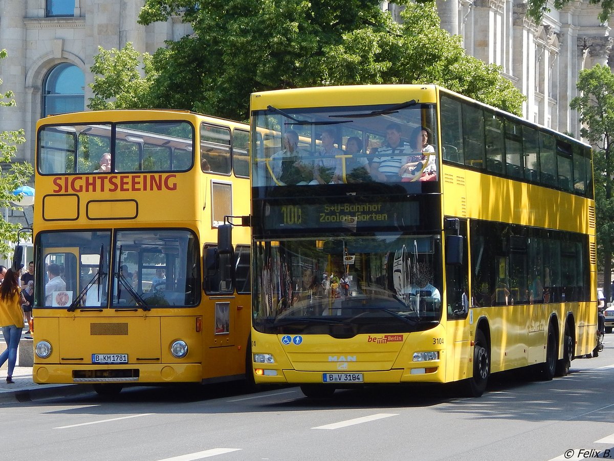 MAN SD 200 von Stadtrundfahrtbüro Berlin Tommy Erbe aus Deutschland und MAN Lion's City DD der BVG in Berlin.