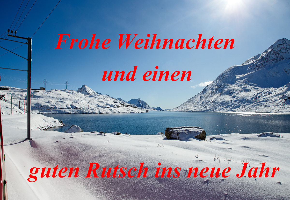 
Meine besten Weihnachtswüsche an alle.........

Zum Bild:
Ein letzter Blick aus einem RhB Regionalzug (von Tirano nach St. Moritz) auf den Lago Bianco und Ospizio Bernina.
