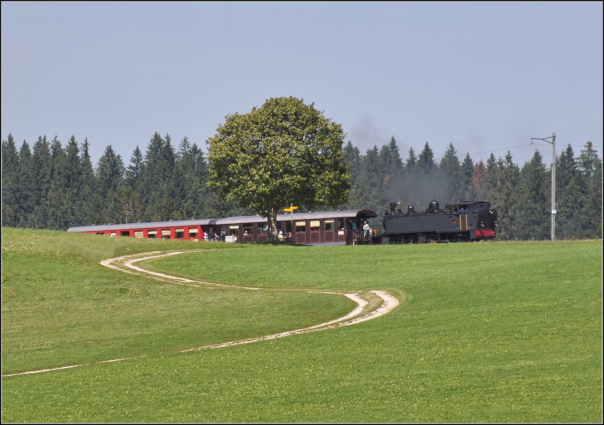 Mit der E 206 nach Tavannes. La Traction Sonderzug bei Le Pied d'Or. August 2019.