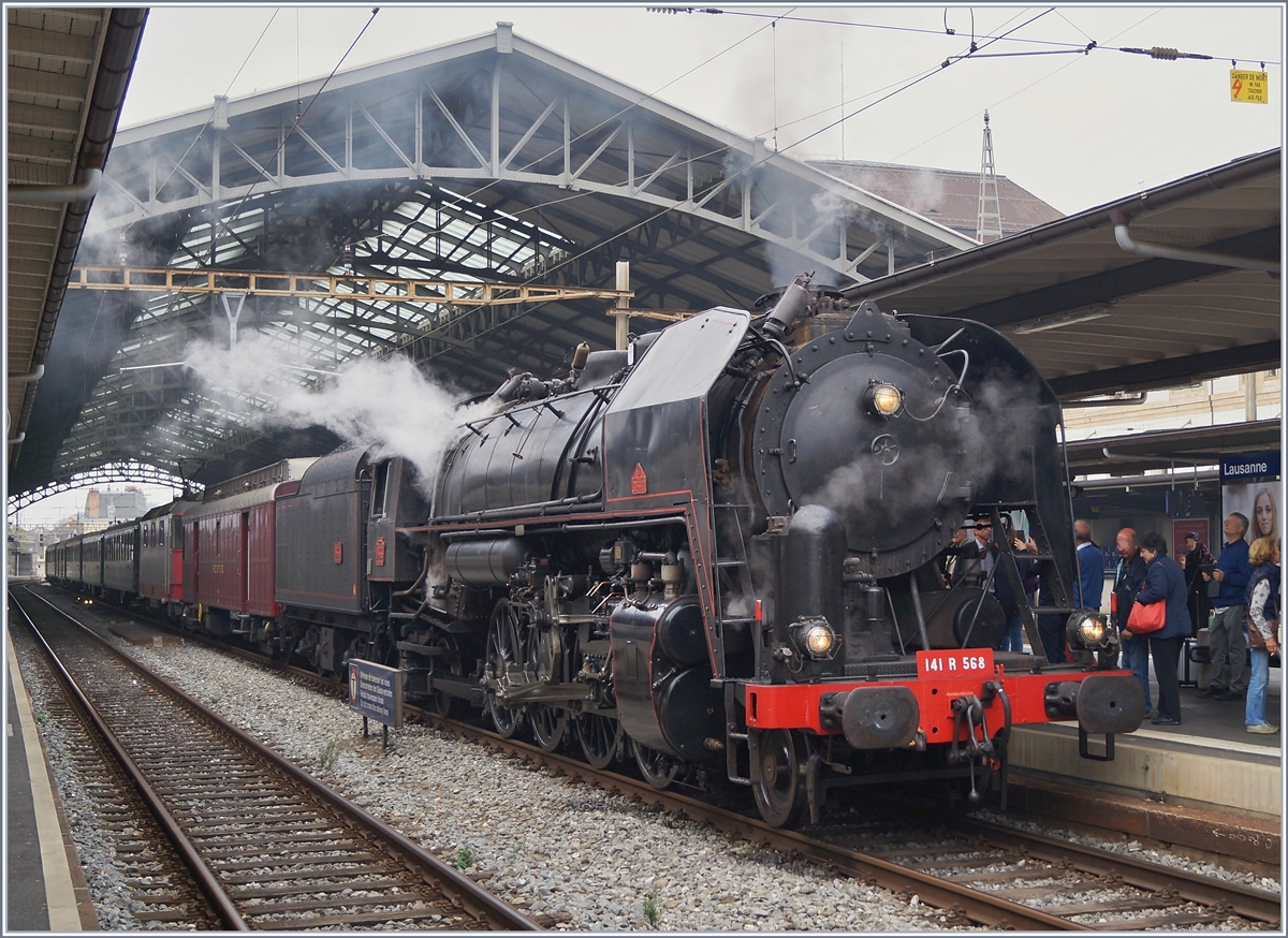 Nach ihrer Fahrt im Juni besuchte die SNCF  141 R 568 heute erneut Lausanne.
20. Okt. 2018