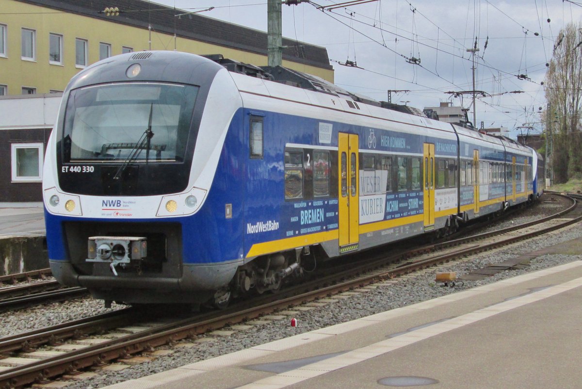 NWB 440 330 treft am 27 April 2016 in Bremen Hbf ein.