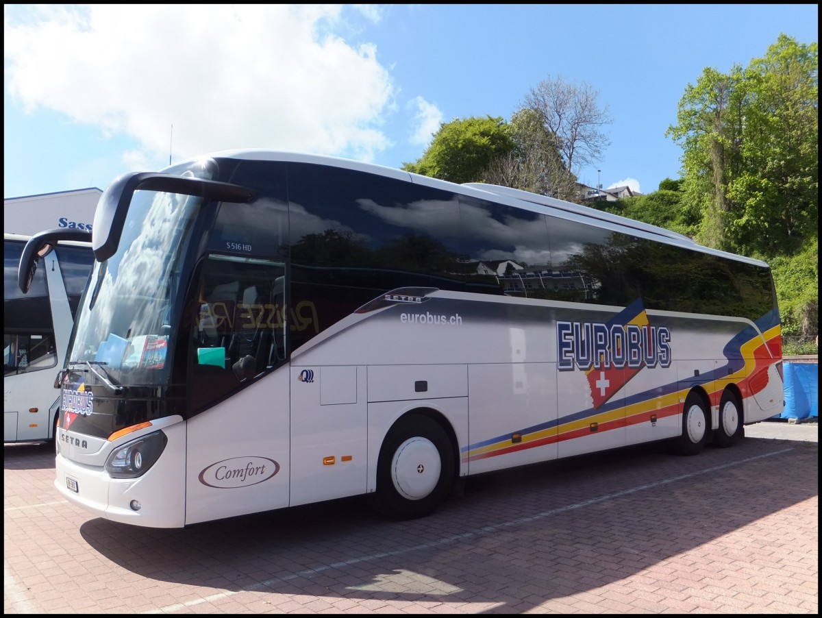 Setra 516 HD von Eurobus aus der Schweiz im Stadthafen Sassnitz.