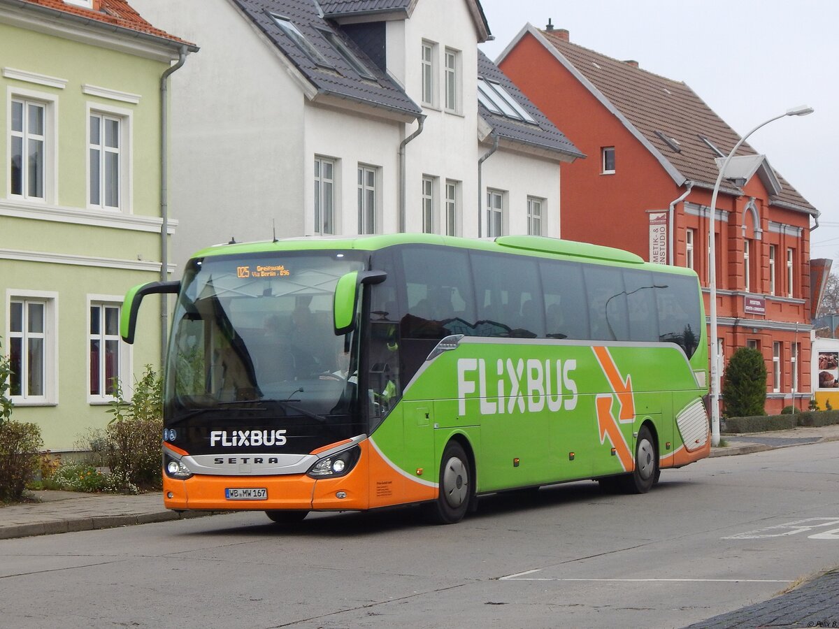 Setra 516 HD von Flixbus/Wricke Touristik aus Deutschland in Neubrandenburg.