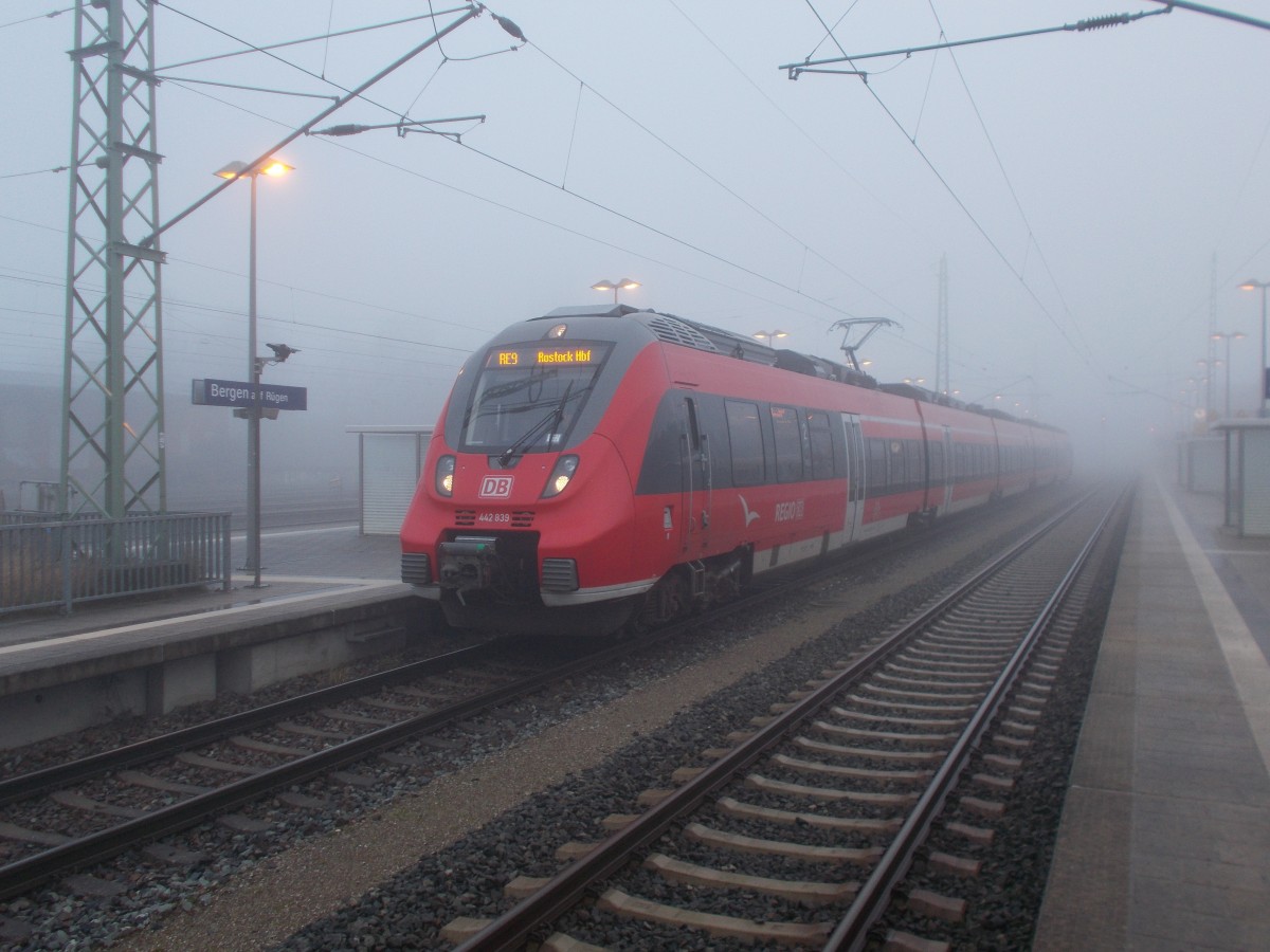 Sichtweite unter 100m herrschte am Neujahrstag als 442 839 Bergen/Rügen erreichte.