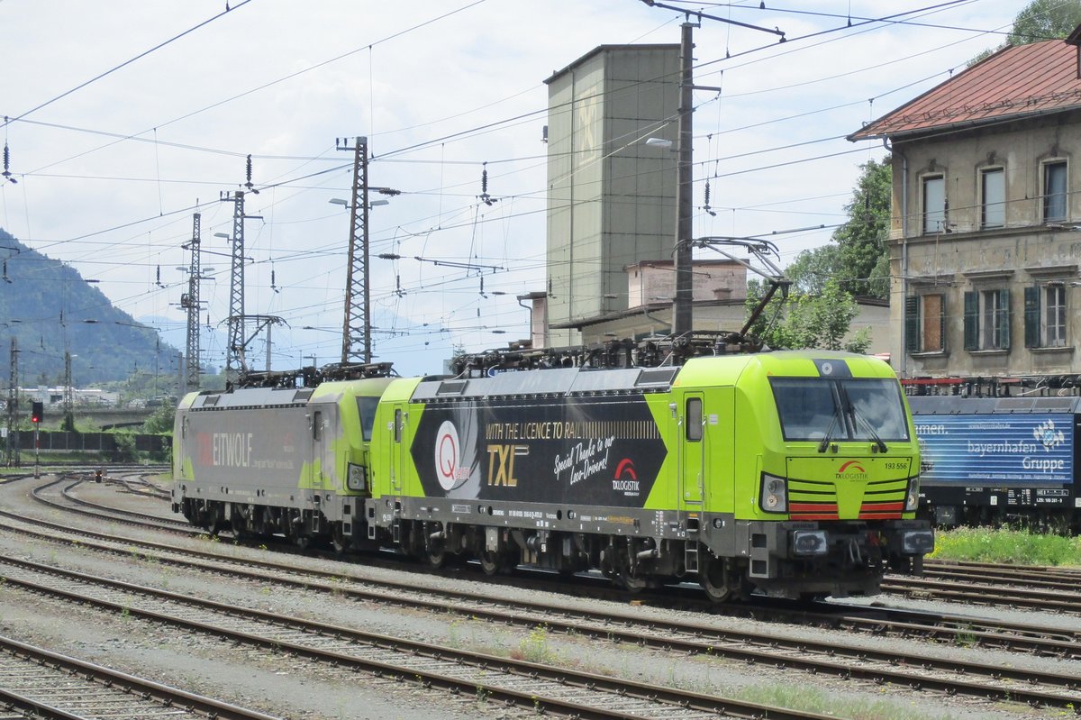 TX Log 193 556 hat ein 'Bahnlizenz' bekommen und steyht am 18 Mai 2018 in Kufstein. 