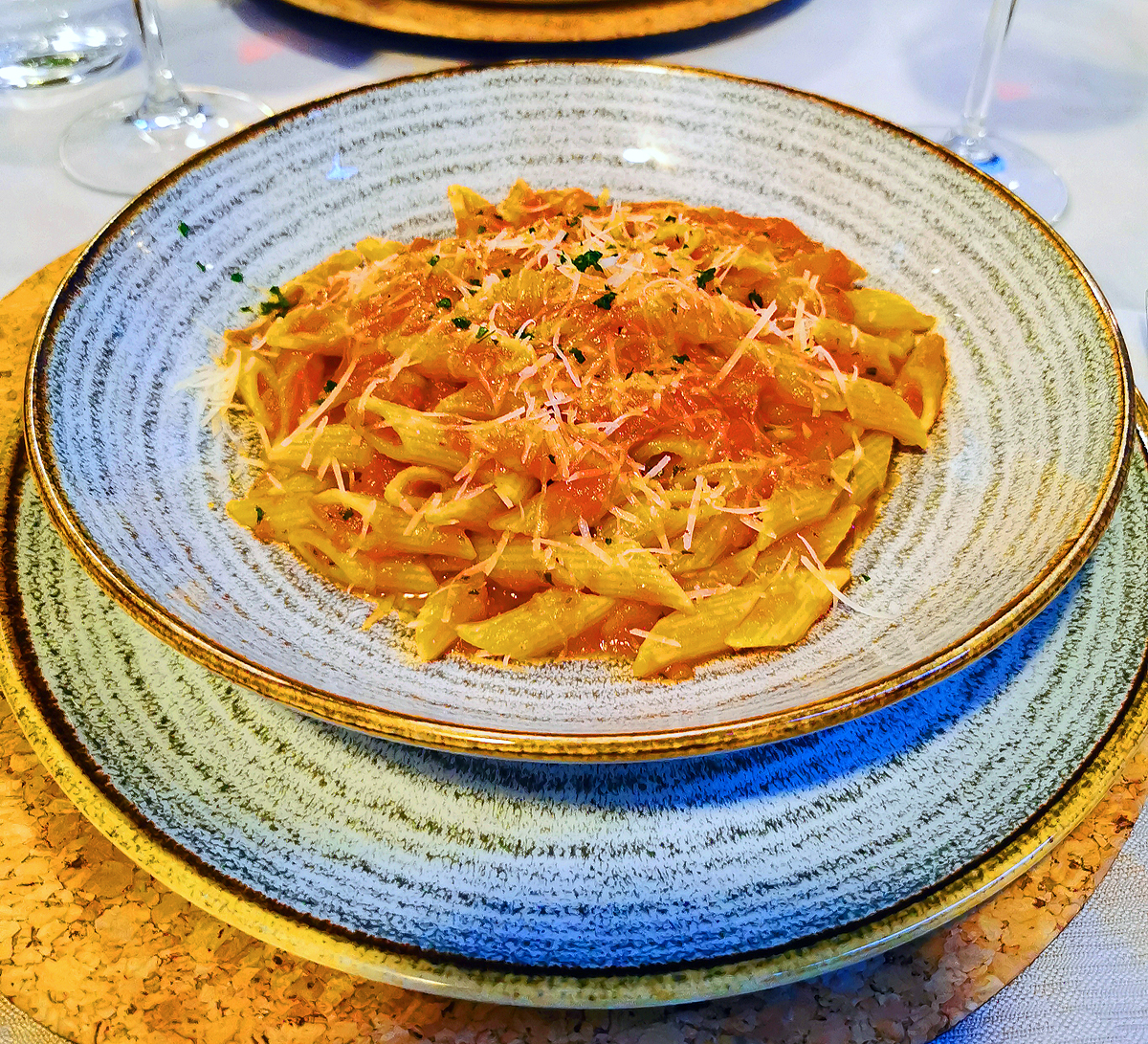 Unser Menü am 07.09.2021 in einem Ristorante in Domodossola....
Der 3. Gang - Penne all’arrabbiata