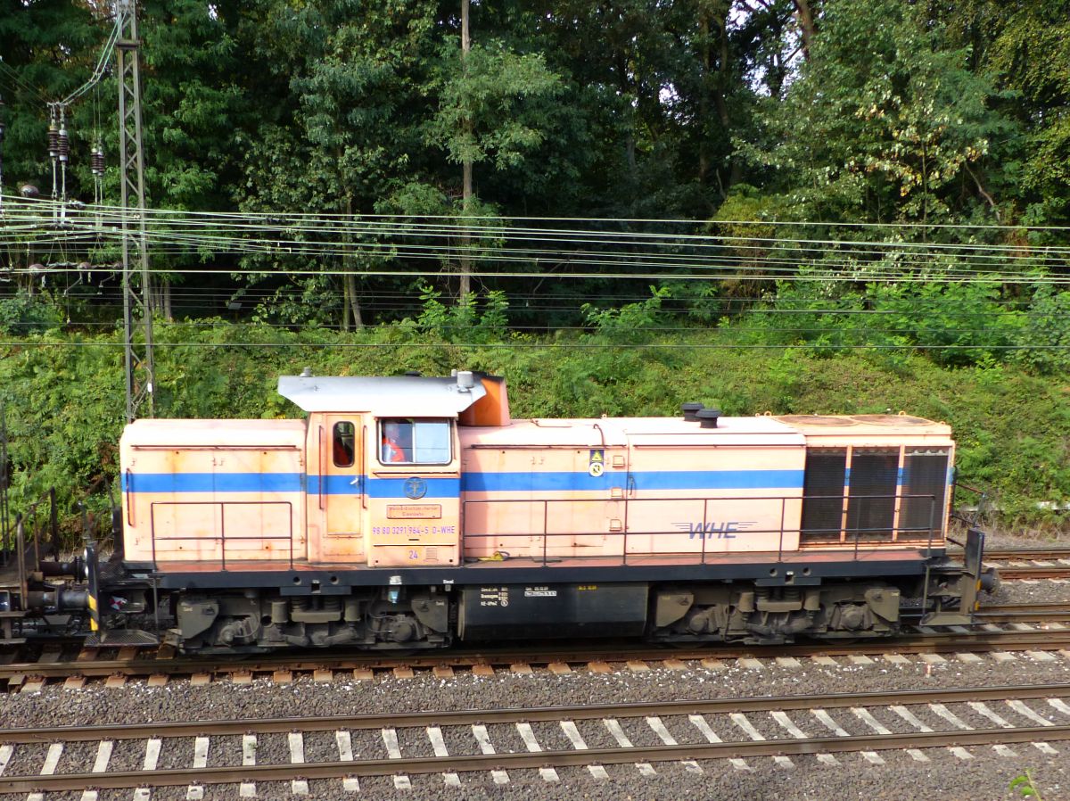 WHE (Wanne-Herner Eisenbahn) Diesellok 24 (NVR-nummer: 98 80 3291 964-5 D-WHE, Mak 1000778/1976 Typ G 1600 BB) Baujahr 1976. Abzweig Lotharstrasse, Forsthausweg, Duisburg 22-09-2016.

WHE (Wanne-Herner Eisenbahn) dieselloc 24 (NVR-nummer: 98 80 3291 964-5 D-WHE, Mak 1000778/1976 Typ G 1600 BB) bouwjaar 1976. Abzweig Lotharstrasse, Forsthausweg, Duisburg 22-09-2016.