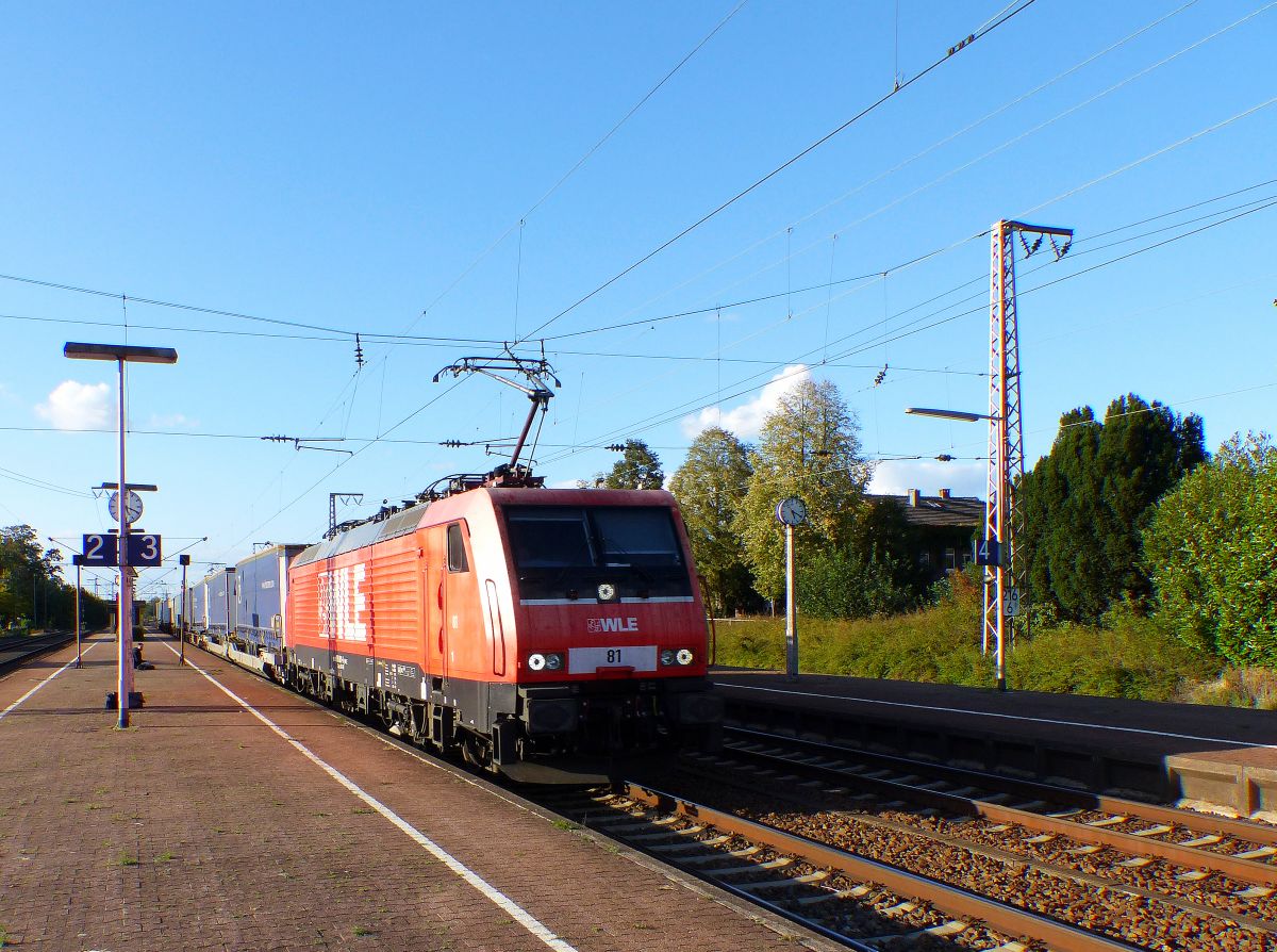 WLE (Westf�lische Landes-Eisenbahn GmbH) Lok 81 Baujahr 2010. Gleis 3 Salzbergen 28-09-2018.

WLE (Westf�lische Landes-Eisenbahn GmbH) loc 81 bouwjaar 2010. Spoor 3 Salzbergen 28-09-2018.