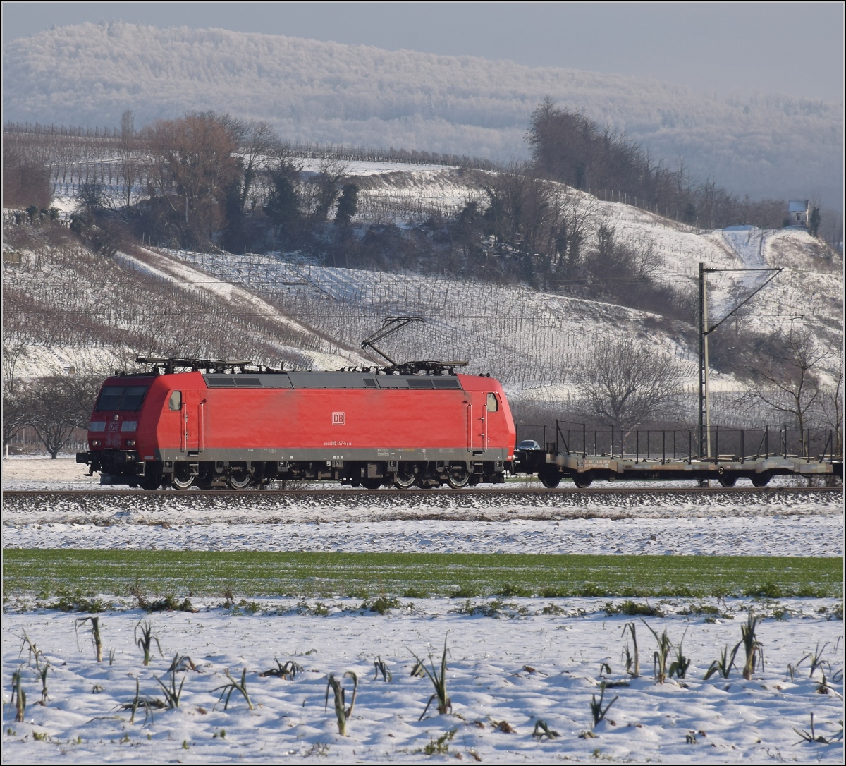 Zwischen Belchensystem und Blauendreieck. 

Aus Basel kommt 185 134. Buggingen, Februar 2021.