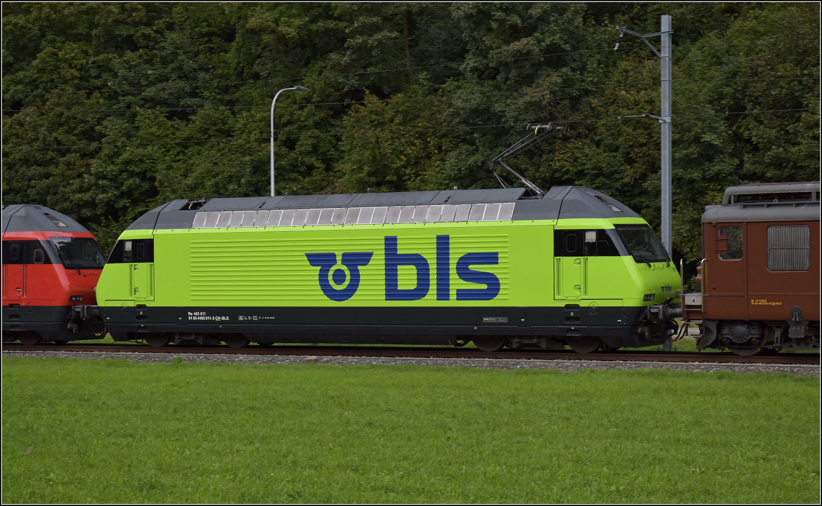 Grosses BoBo-Treffen in Balsthal - die Teilnehmerinnen:

Die Re 465 011 'Wisenberg' der BLS ist Teil der jüngsten und zugkräftigsten Variante der Schweizer BoBo-Familie. Äussere Klus, September 2024.