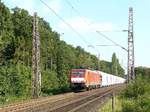 DB Cargo Lokomotive 189 070-6 am Bahn�bergang Sonsfeld, Haldern 12-09-2014        DB Cargo locomotief 189 070-6 bij overweg Sonsfeld, Haldern 12-09-2014.