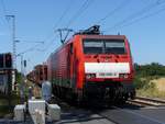 DB Cargo Locomotive 189 080-5 Bahn�bergang Devesstra�e, Salzbergen 23-07-2019.